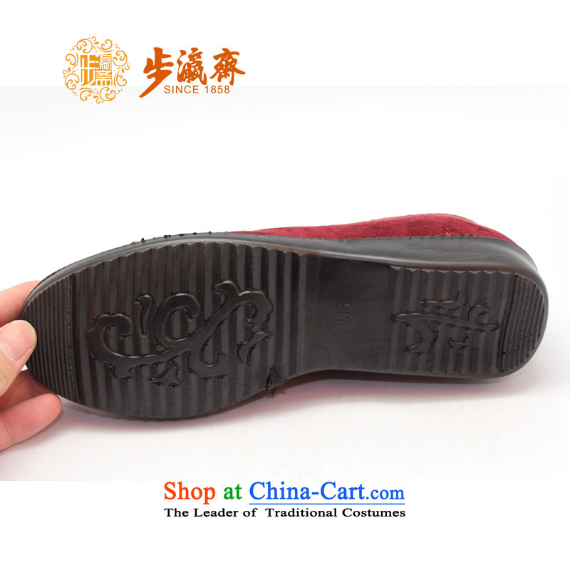 The Chinese old step-young of Old Beijing mesh upper slip Ramadan wear shoes gift home leisure shoes shoe womens single shoe 23199 35-step wine red Ramadan , , , shopping on the Internet