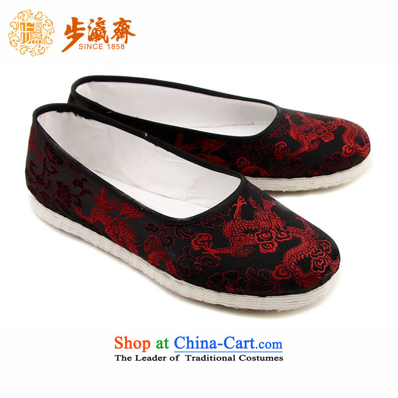 The Chinese old step-young of Ramadan Old Beijing mesh upper hand bottom-Soo Yong thousands of Mother Nature lady's shoe-bottom satin red dragon lady's shoe black 35-step Ramadan , , , shopping on the Internet