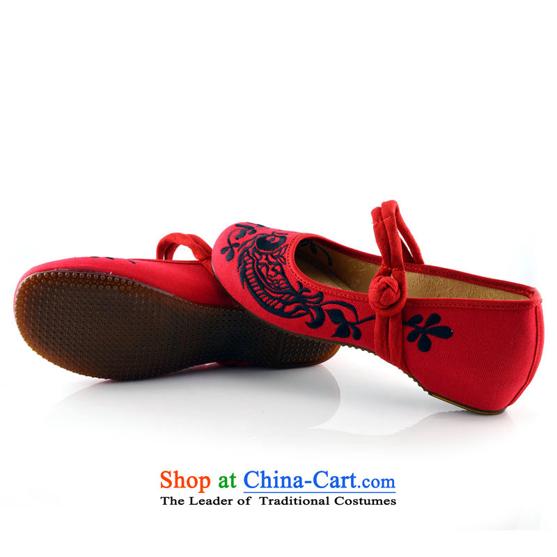 The first door of Old Beijing mesh upper female embroidered shoes of ethnic embroidery single shoe small slope with recreation fashion within the first 36 412-64 increased red doors (zimenyuan) , , , shopping on the Internet