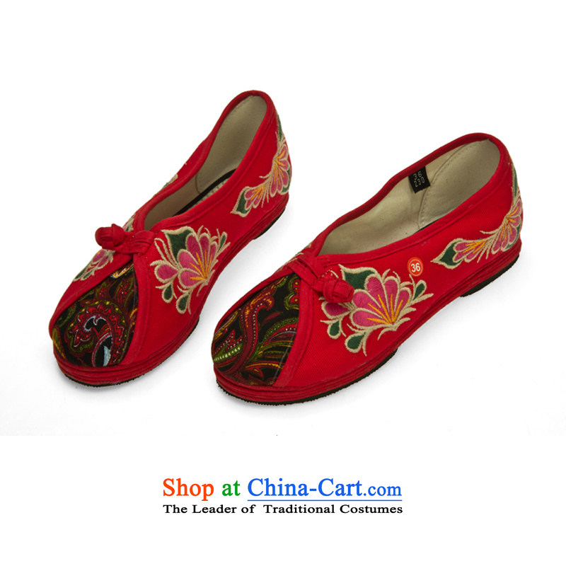 Performing arts companies through the spring and fall of ethnic embroidered shoes bottom thousands of mesh upper flat shoe single shoe old Beijing HZ-14 mesh upper red 40, performing arts companies , , , shopping on the Internet