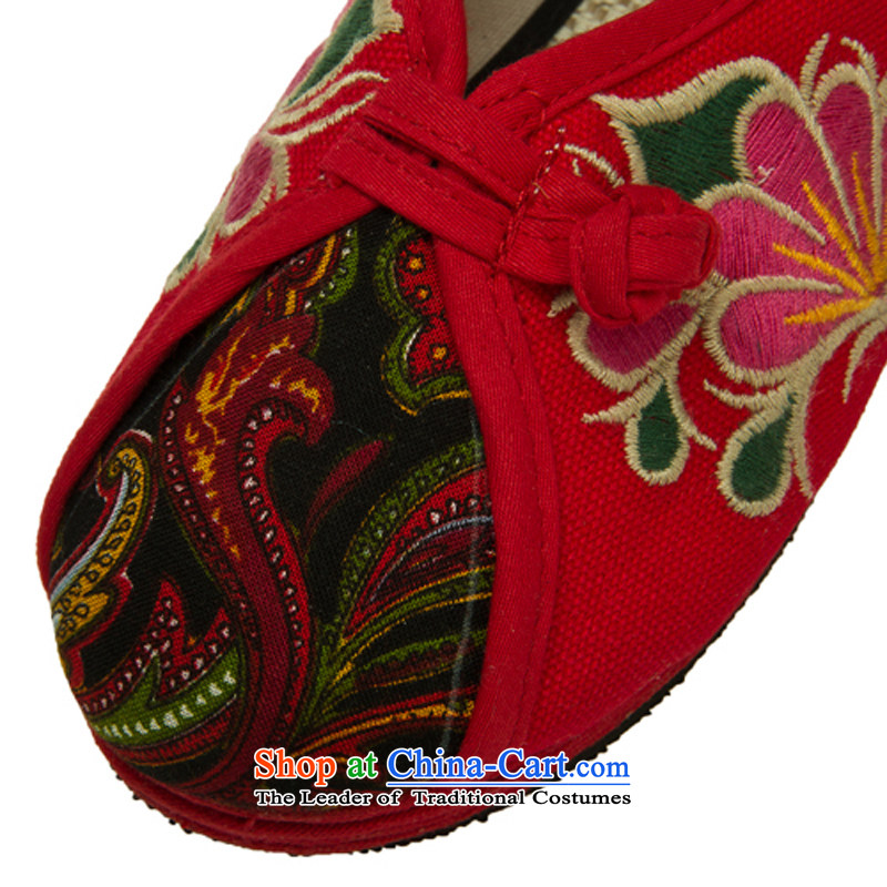 Performing arts companies through the spring and fall of ethnic embroidered shoes bottom thousands of mesh upper flat shoe single shoe old Beijing HZ-14 mesh upper red 40, performing arts companies , , , shopping on the Internet