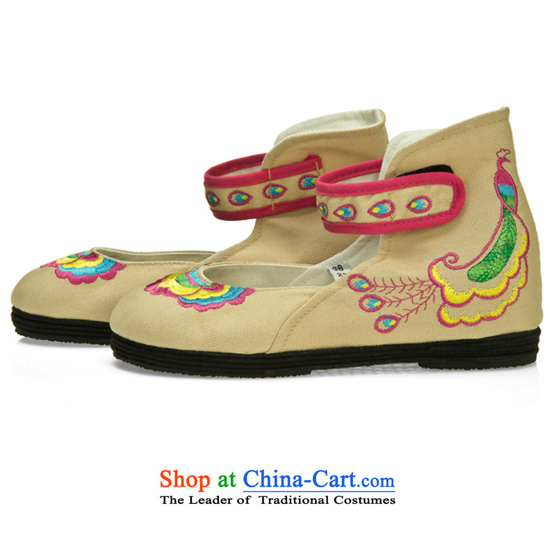 Performing Arts Ethnic Wind stylish embroidered shoes spring and fall new stylish mother shoe old Beijing HZ-16 mesh upper m Yellow 37, performing arts companies , , , shopping on the Internet
