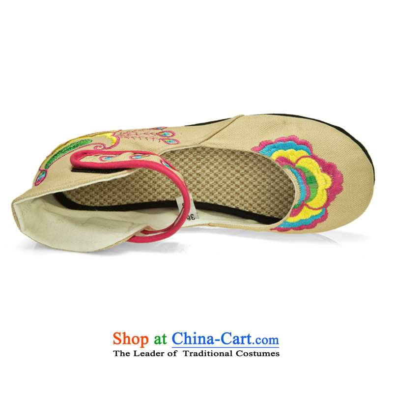 Performing Arts Ethnic Wind stylish embroidered shoes spring and fall new stylish mother shoe old Beijing HZ-16 mesh upper m Yellow 37, performing arts companies , , , shopping on the Internet