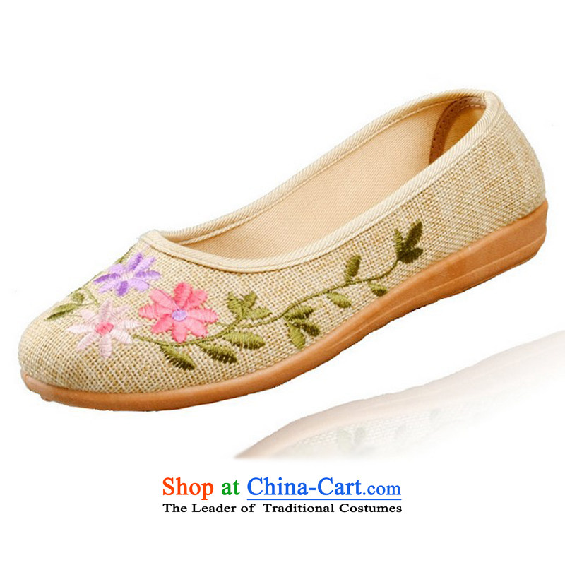【 season as half-price of Old Beijing mesh upper women leisure shoes linen-embroidered shoes beef tendon bottom spring and autumn women shoes with soft, female m Yellow 37, Beijing mesh upper with well remember , , , shopping on the Internet