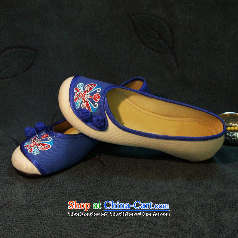 The silk autumn old Beijing mesh upper ethnic Peking opera embroidered shoes, increase color stitching slope with the female singles Shoes, Casual Shoes A412-72 Blue - 35 ms rise within 3 cm of silk , , , shopping on the Internet