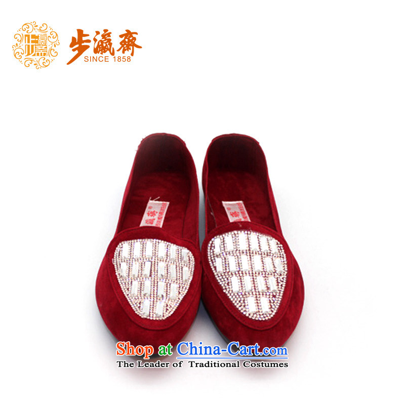 Genuine old step-mesh upper spring Ramadan Old Beijing New Anti-slip soft bottoms stylish gift shoe women shoes women shoes C100-10 C100-10 wine red is only suitable for pin through thin, step-by-step-young of Ramadan , , , shopping on the Internet