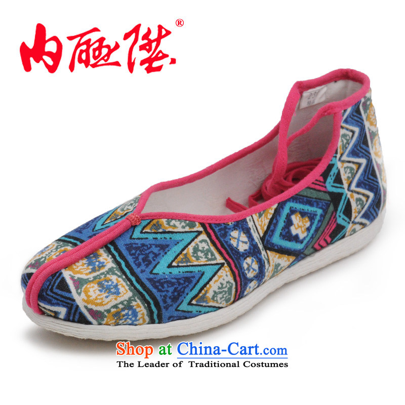 Inline l mesh upper women shoes of Old Beijing mesh upper spring and autumn thousands of bottom national tether lady stylish mix of mesh upper 8284A 36