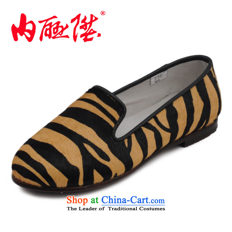The Female leather upper with mesh l-wild small inserts in smart casual old Beijing 7243A mesh upper Yellow 38