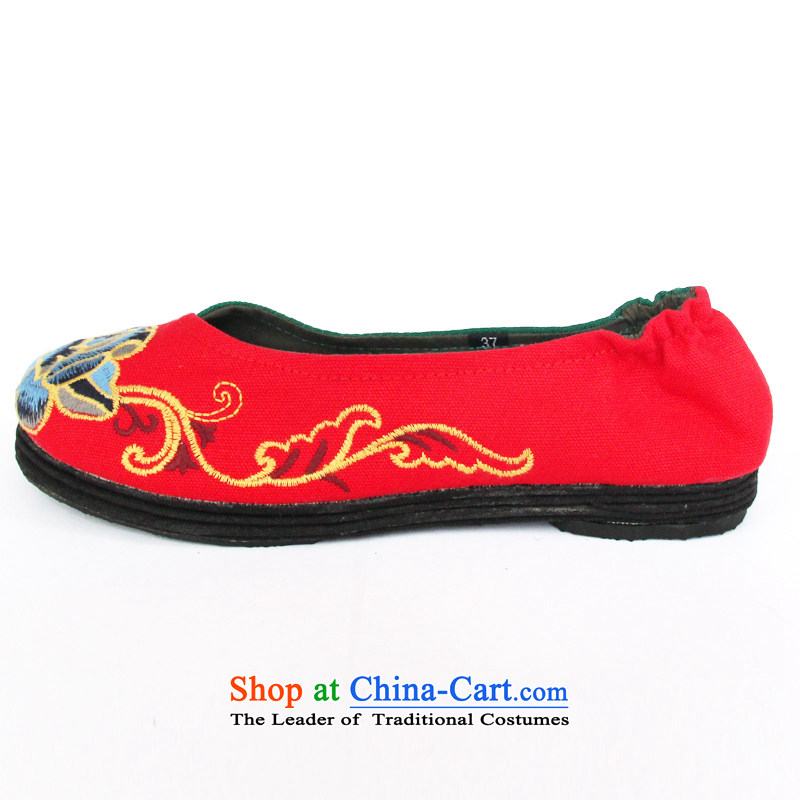Performing Arts stylish embroidered shoes of ethnic mesh upper end of thousands of single women shoes L-9 red 37, step-by-step Fuk Cheung shopping on the Internet has been pressed.
