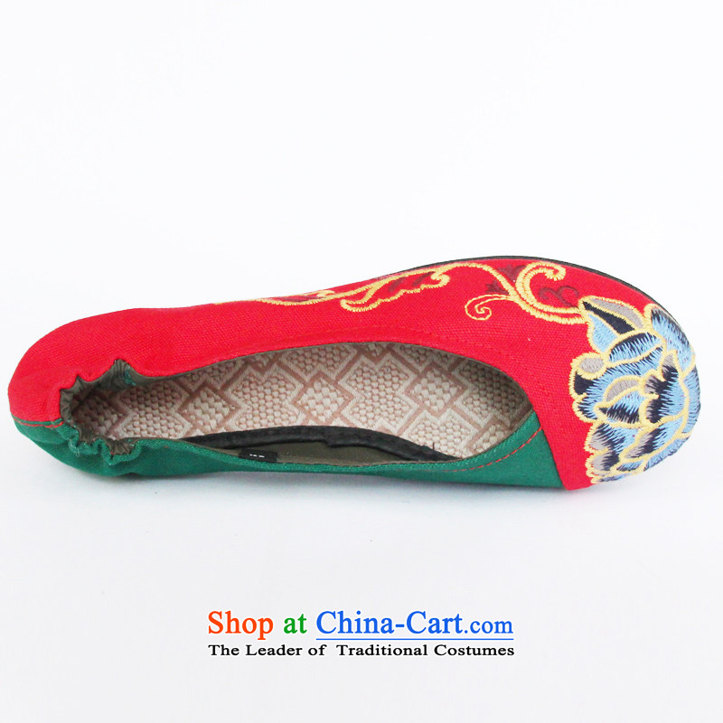 Performing Arts stylish embroidered shoes of ethnic mesh upper end of thousands of single women shoes L-9 red 37, step-by-step Fuk Cheung shopping on the Internet has been pressed.