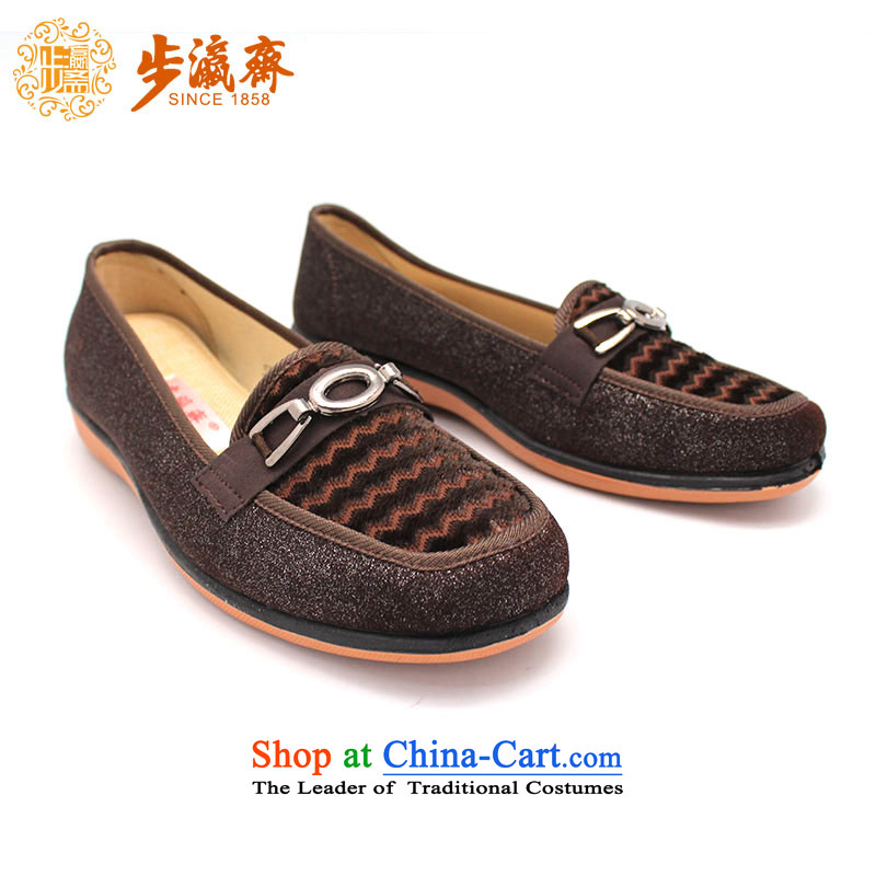 The Chinese old step-young of Old Beijing mesh upper slip Ramadan wear shoes gift home leisure shoes shoe women shoes 55009 34-step Ramadan Brown , , , shopping on the Internet