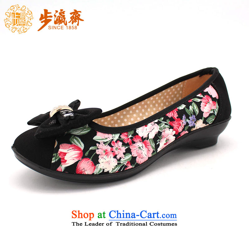 The Chinese old step-mesh upper spring Ramadan Old Beijing New Leisure gift to the single mother process B2176 shoes women shoes black 39