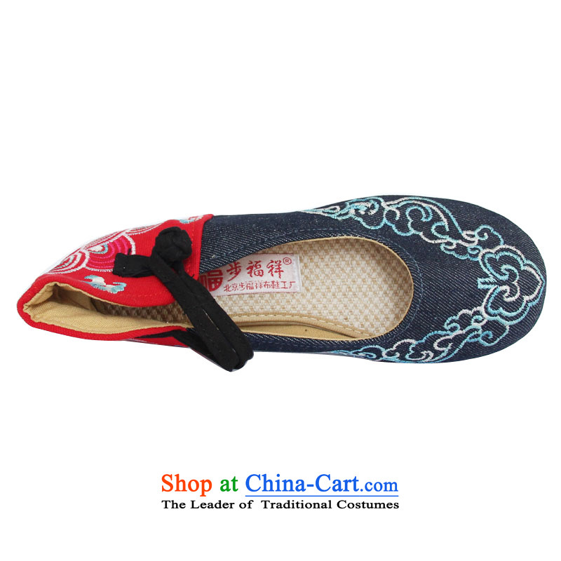 Step Fuk Cheung Chin-layer mesh upper floor stylish embroidered shoes single women shoes TR-866 blue 39, step-by-step Fuk Cheung shopping on the Internet has been pressed.