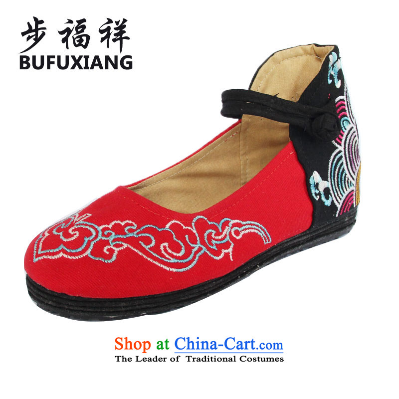 Step Fuxiang of Old Beijing mesh upper stylish casual shoes bottom of thousands of women shoes TR-866 embroidered red 37