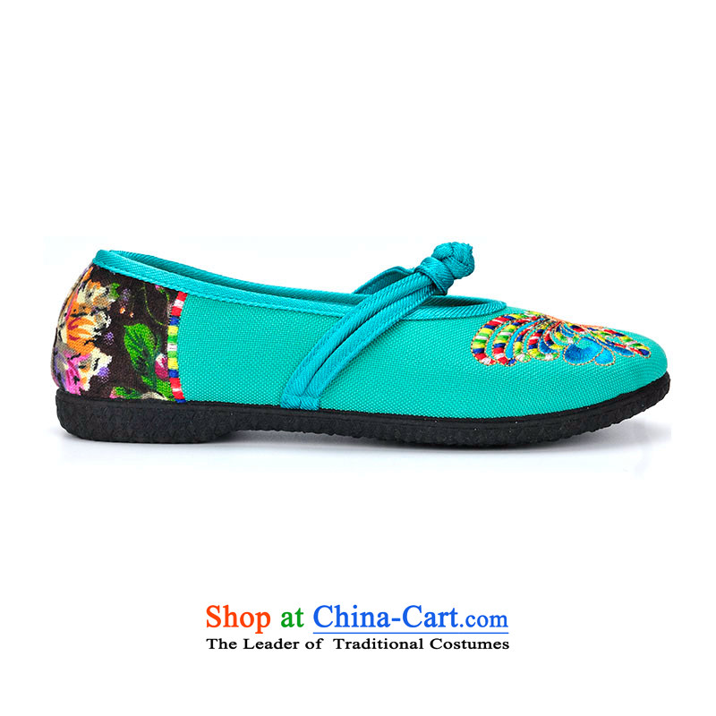 Better well old Beijing Ms. mesh upper embroidered shoes spring and summer new ethnic single shoes with soft, comfortable embroidered shoes mesh upper with flower butterfly B6-23 light blue 35, better Fuk (JIAFU) , , , shopping on the Internet