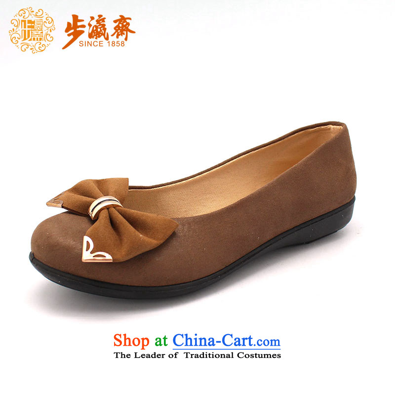 The Chinese old step-mesh upper spring Ramadan Old Beijing New Leisure soft bottoms shoe gift temperament lady shoes?L10 female single shoe and Yellow?40