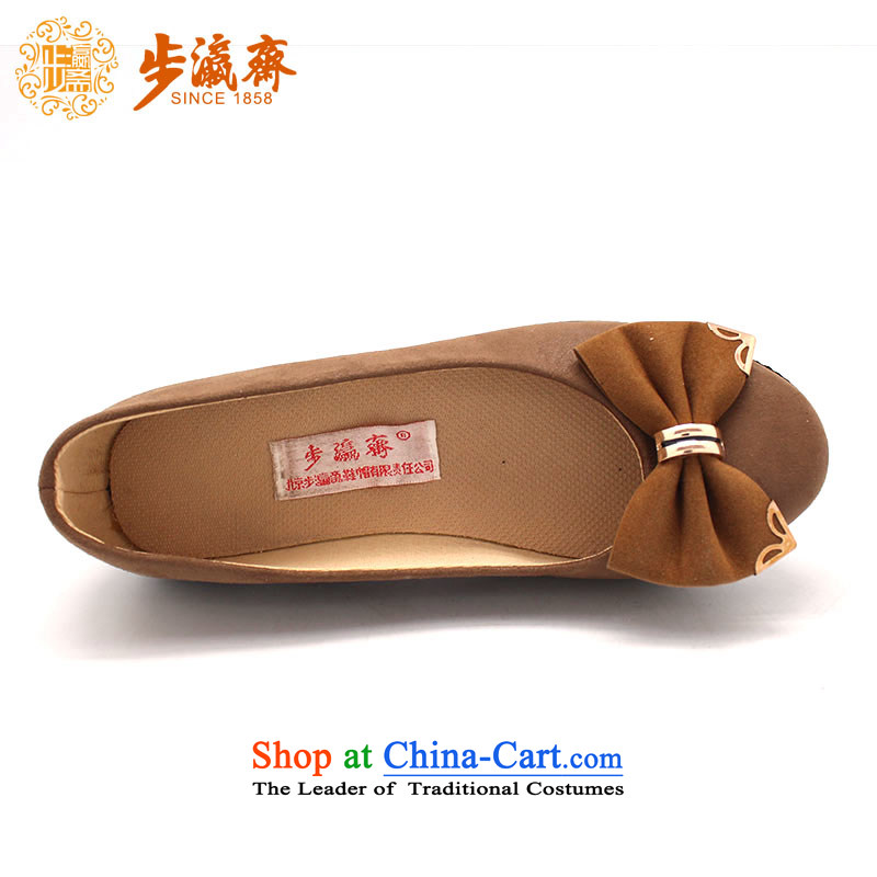 The Chinese old step-mesh upper spring Ramadan Old Beijing New Leisure soft bottoms shoe gift temperament lady shoes L10 female single step 40 shoe yellow earth-young of Ramadan , , , shopping on the Internet