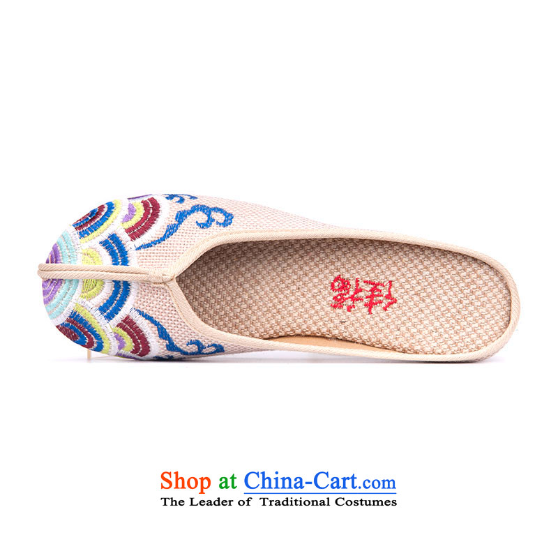 Better well old Beijing New mesh upper spring and summer women shoes increased within China wind embroidered shoes women shoes linen embroidered slippers 280-57 beige 40, better Fuk (JIAFU) , , , shopping on the Internet