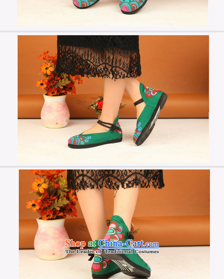 Charlene Choi this court of Old Beijing mesh upper embroidered shoes retro ethnic women shoes strap design thousands of bottom ultra-light and comfortable wear anti-slip film flower in the water green 40 pictures, prices, brand platters! The elections are supplied in the national character of distribution, so action, buy now enjoy more preferential! As soon as possible.