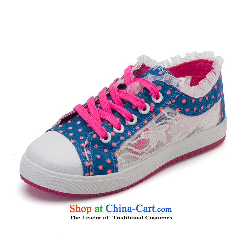 The new 2014-fat, Mrs leisure shoes wild thick cake canvas shoes leisure shoes Dark Blue 37