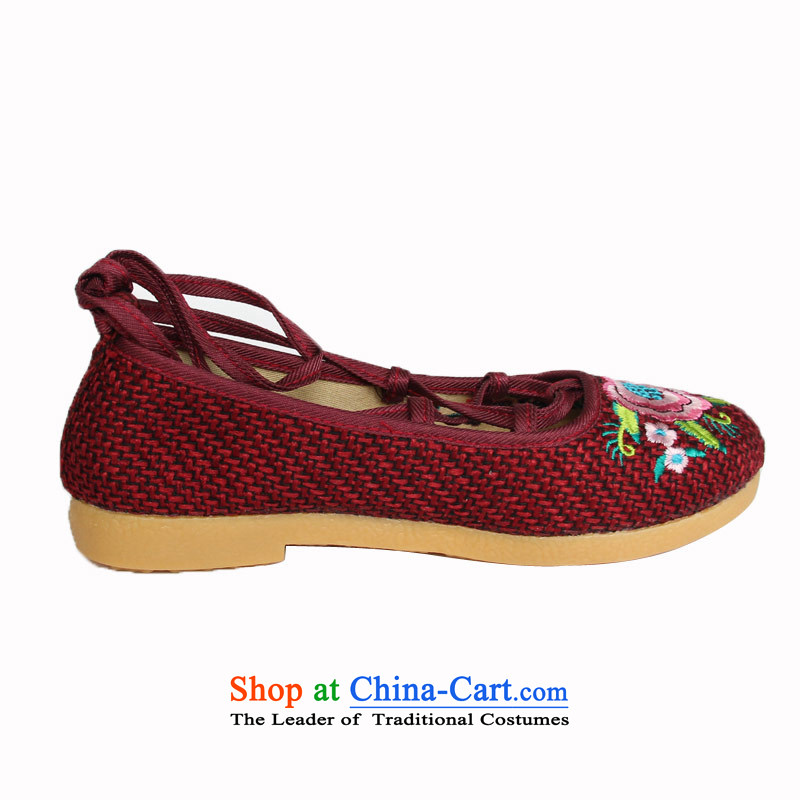 Yong-sung Xuan stylish old Beijing mesh upper flat bottom embroidered shoes breathable pension pin single shoe A14-320 red 40, performing arts companies , , , shopping on the Internet
