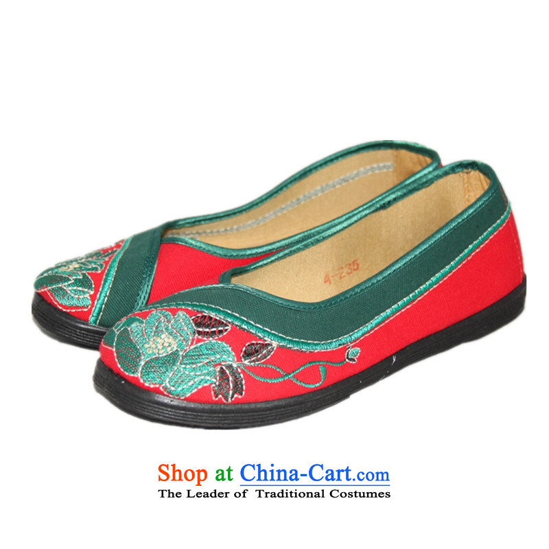 Magnolia Old Beijing mesh upper light port soft bottoms flat bottom embroidered shoes 2312-654 womens single green 36 Magnolia shopping on the Internet has been pressed.