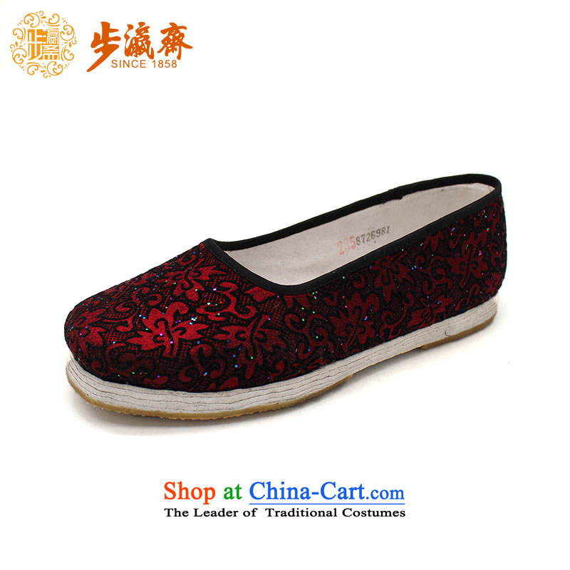 The Chinese old step-young of Ramadan Old Beijing mesh upper hand embroidered ground sent thousands of Mom Gifts home women shoes film A-9 women shoes Red?37