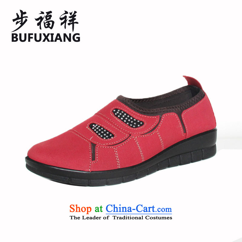 Step Fuxiang stylish old Beijing mesh upper flat bottom foot kit mother shoes with soft, non-slip shoes 10PW321 Red?40