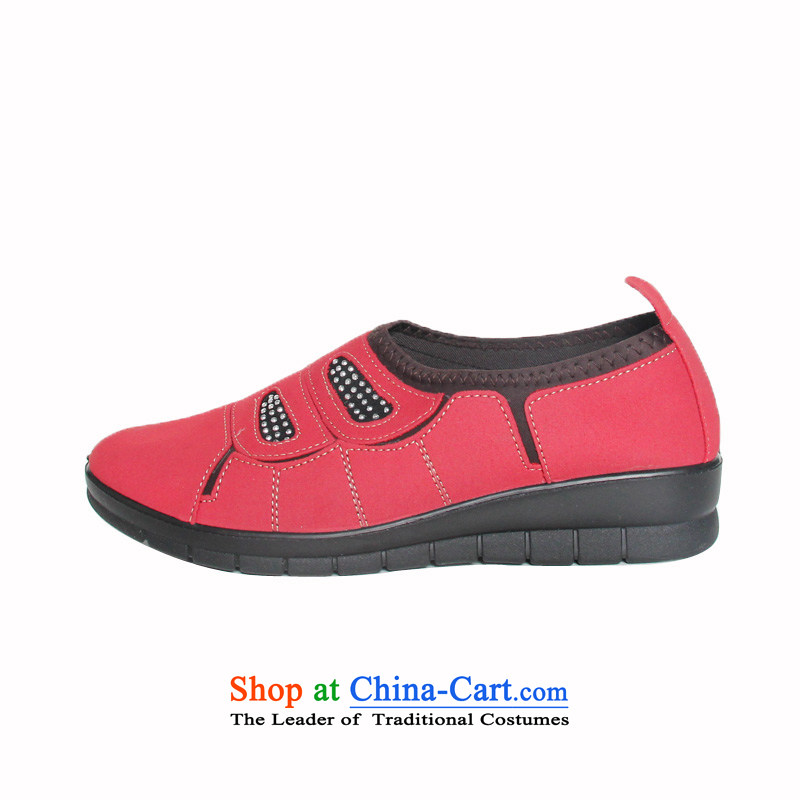 Step Fuxiang flat bottom foot kit women shoes stylish new soft, non-slip single shoe old Beijing 10PW321 red 37, step-by-step mesh upper Fuk Cheung shopping on the Internet has been pressed.