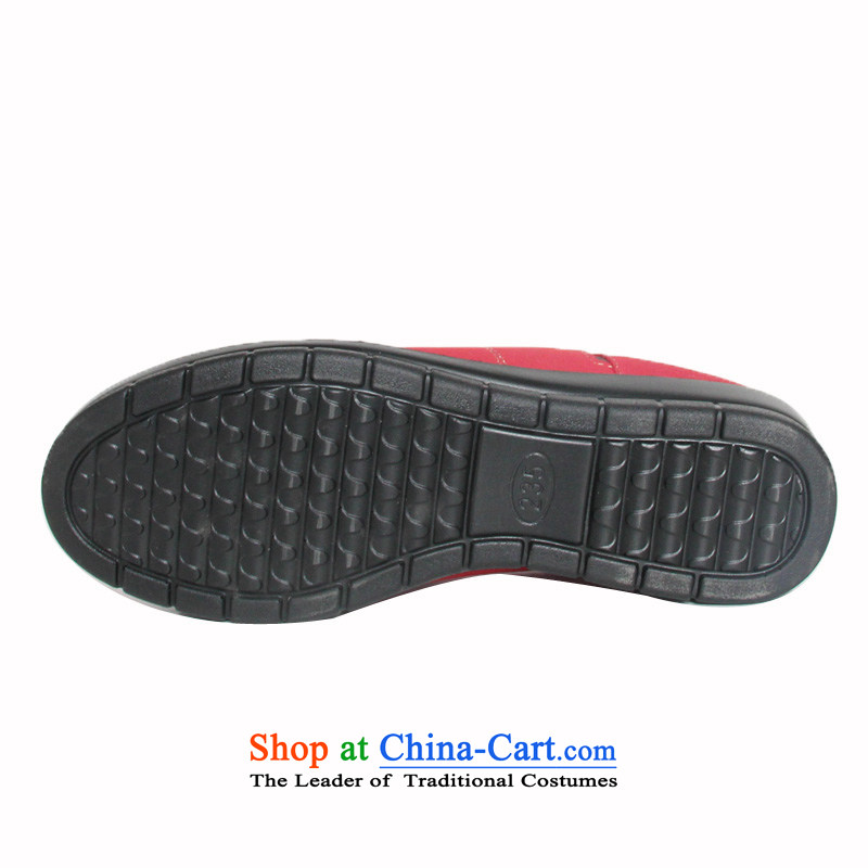 Step Fuxiang flat bottom foot kit women shoes stylish new soft, non-slip single shoe old Beijing 10PW321 red 37, step-by-step mesh upper Fuk Cheung shopping on the Internet has been pressed.