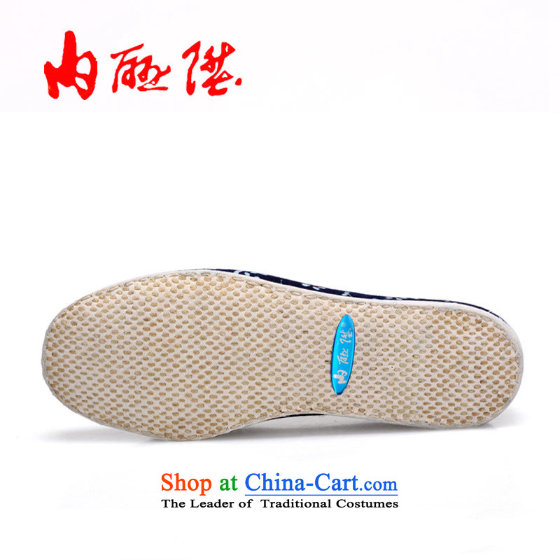 Inline l mesh upper old Beijing mesh upper with new female single shoe-gon Chin Mei Hai$'wax layer base flat with round head 8728A blue flowers 36, inline l , , , shopping on the Internet