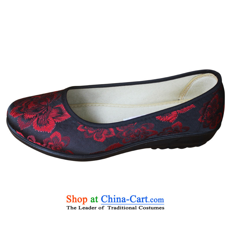 Yan Ching new spring of Old Beijing mesh upper female light port single shoe stamp national embroidered shoes low soft bottoms mother shoe 13603 Brown 38, Yan Ching (XQ) , , , shopping on the Internet