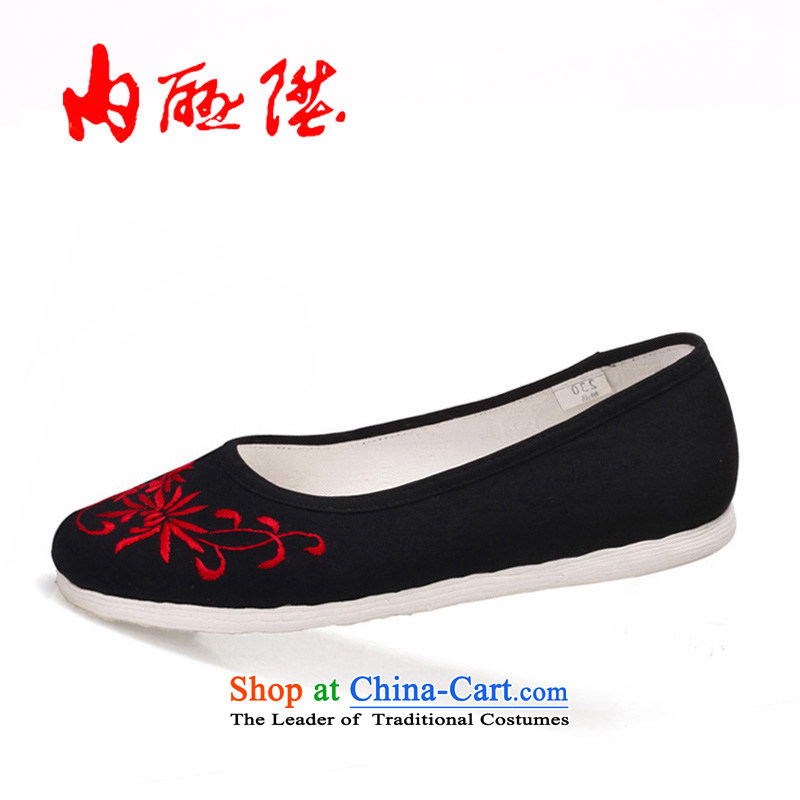 Inline l mesh upper women shoes of Old Beijing mesh upper hand cross thousands ground embroidery flat bottom shoe 8409A Single Red 36