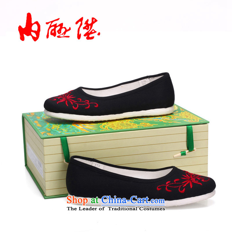 Inline l mesh upper women shoes of Old Beijing mesh upper hand cross thousands ground embroidery flat bottom shoe 8409A single red 36, inline l , , , shopping on the Internet