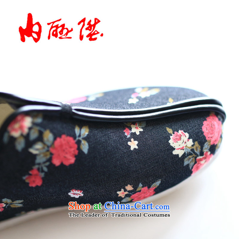 Inline l cotton shoes female old Beijing mesh upper hand-thousand-layer encryption bottom cotton shoes women on cotton 8285A cowboy black flower 39 inline l , , , shopping on the Internet