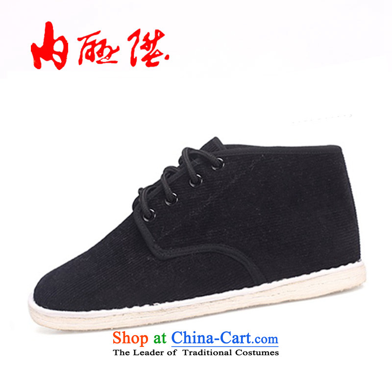 Inline l cotton shoes women shoes of Old Beijing hand-thousand-layer mesh upper floor encryption four cotton shoes sheep inside8641A feltblack36
