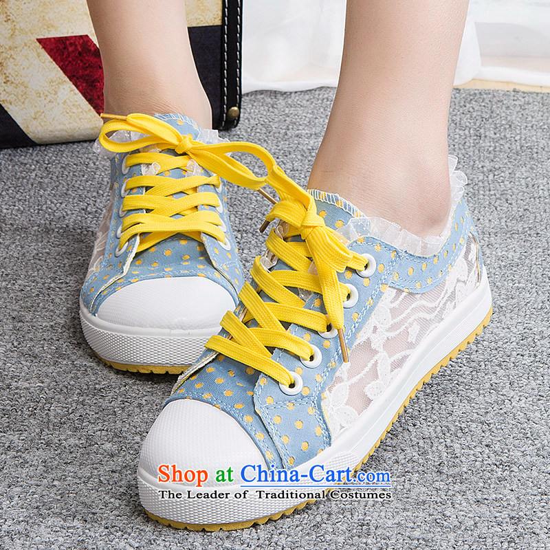 The new 2014-sook, HOSSEIN leisure shoes wild thick cake canvas shoes leisure shoes light blue 38