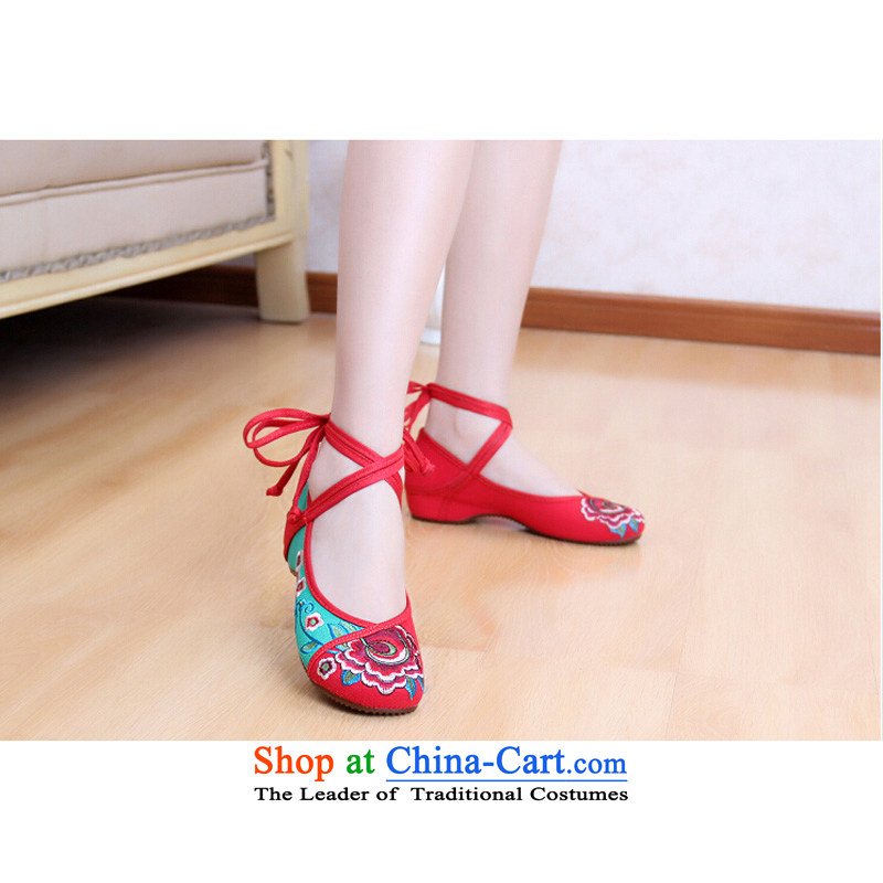 Hiv Rollet Old Beijing mesh upper ethnic strap embroidered shoes package with shoes increased women's shoe red 40, HIV (AICAROLINA ROLLET) , , , shopping on the Internet