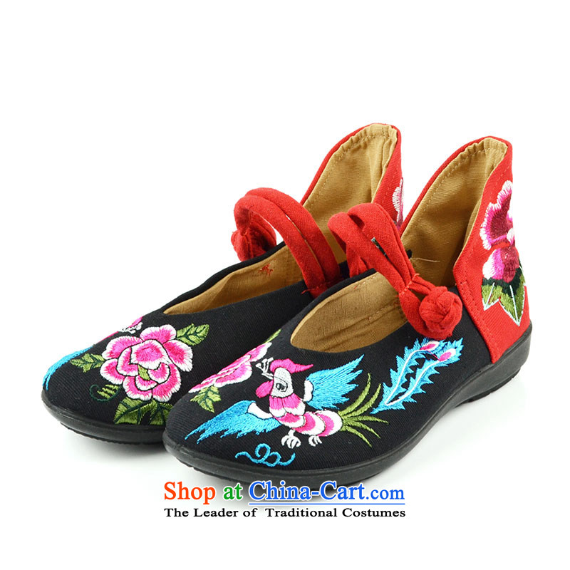 The first door of Old Beijing mesh upper couture embroidered shoes of ethnic single shoe with a lady's shoe slope package with soft bottoms Phoenix embroidery female black 34 Purple Door mesh upper (zimenyuan) , , , shopping on the Internet