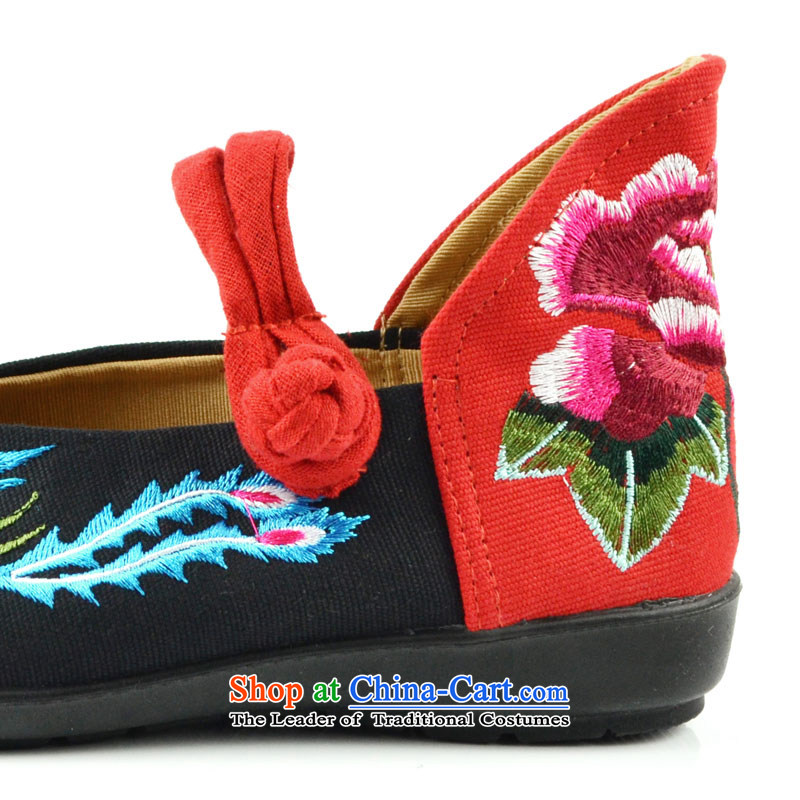 The first door of Old Beijing mesh upper couture embroidered shoes of ethnic single shoe with a lady's shoe slope package with soft bottoms Phoenix embroidery female black 34 Purple Door mesh upper (zimenyuan) , , , shopping on the Internet