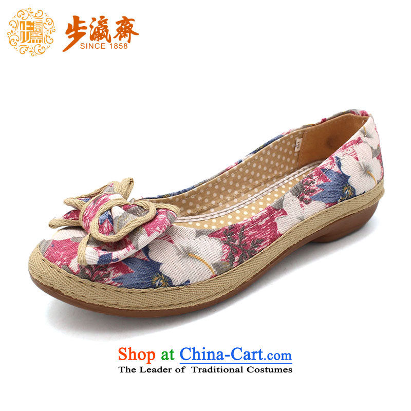 The Chinese old step-young of Old Beijing mesh upper autumn Ramadan new anti-skid shoe wear casual soft bottoms womens single shoe B2276 Blue 34