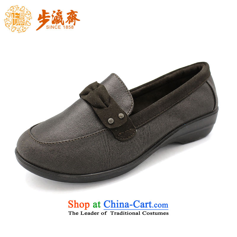 The Chinese old step-young of Old Beijing mesh upper autumn Ramadan new anti-skid shoe wear casual soft bottoms womens single shoe BF-74 brown 35