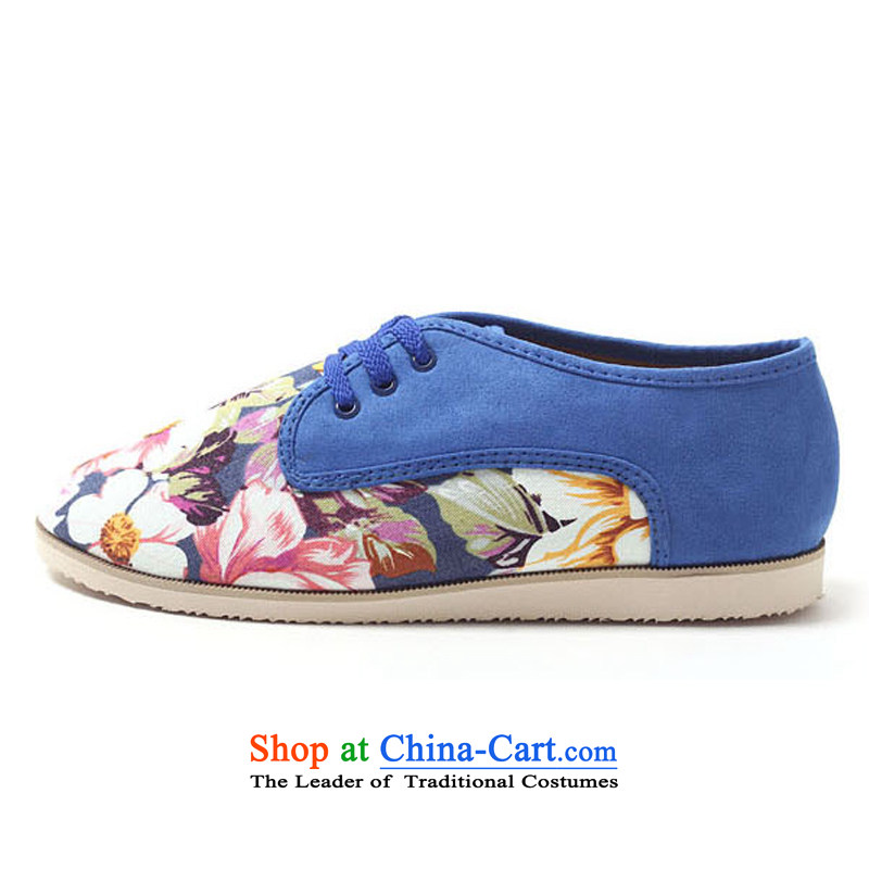 El-jun (Addis Ababa C.o.d.- 2014 new Korean sweet flowers cloth stitching tether flat bottom flat with round head deep casual women Single Room 222-2 blue 35, shoes and Addis Ababa (erbabys) , , , shopping on the Internet