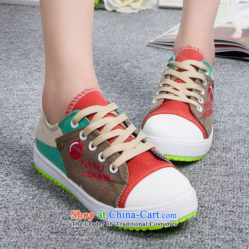 2014 new lady leisure shoes wild thick cake canvas shoes leisure shoes Red 38