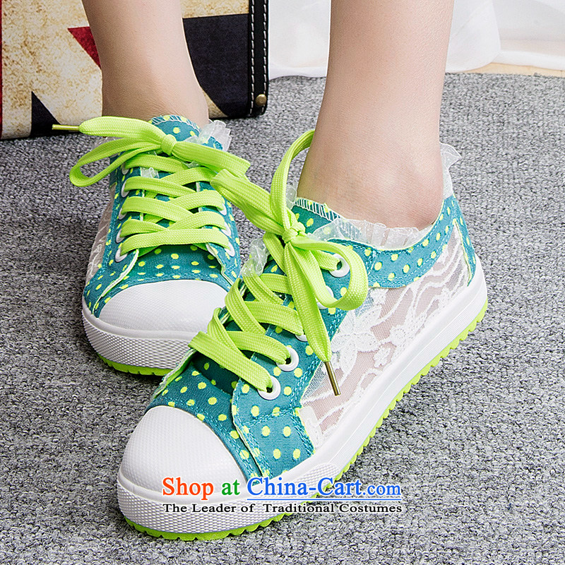 2014 new lady leisure shoes wild thick cake canvas shoes leisure shoes Green?35