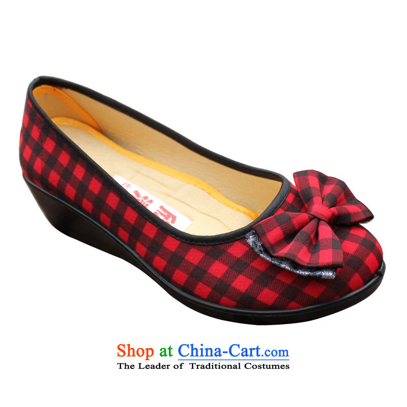 Yan Ching spring and summer leisure old Beijing mesh upper with women shoes in Paju Fashion Shoes leisure bow tie mother shoe 710 red 40, Yan Ching shopping on the Internet has been pressed.