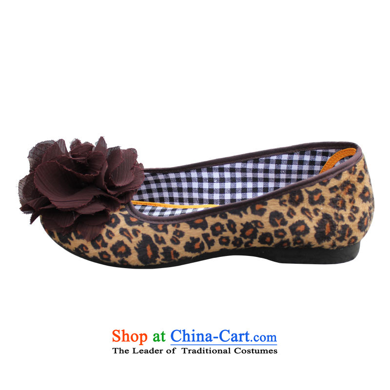 Welcomes the clear spring and autumn/smart casual flat shoe light port of Old Beijing mesh upper with comfort and breathability work shoes mother shoe floral leopard single shoe 350-11 Leopard 35 Yan Ching shopping on the Internet has been pressed.