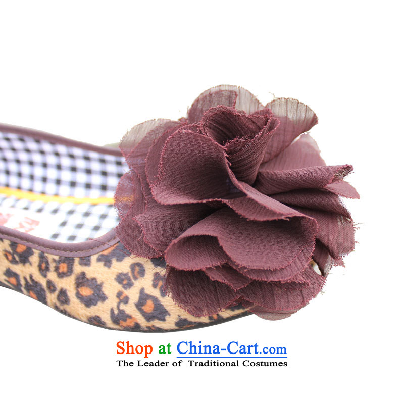 Welcomes the clear spring and autumn/smart casual flat shoe light port of Old Beijing mesh upper with comfort and breathability work shoes mother shoe floral leopard single shoe 350-11 Leopard 35 Yan Ching shopping on the Internet has been pressed.