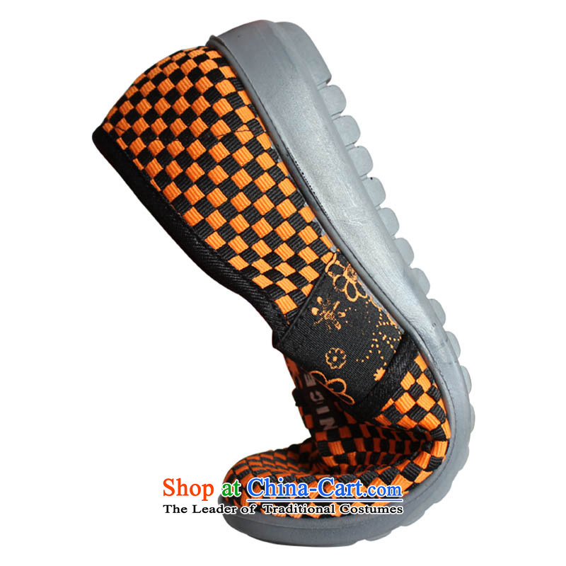 Yan Ching genuine XQ/ old Beijing outdoor mesh upper with elastic cloth shoes elastic port stylish casual shoes orange 35 638 Yan Ching shopping on the Internet has been pressed.