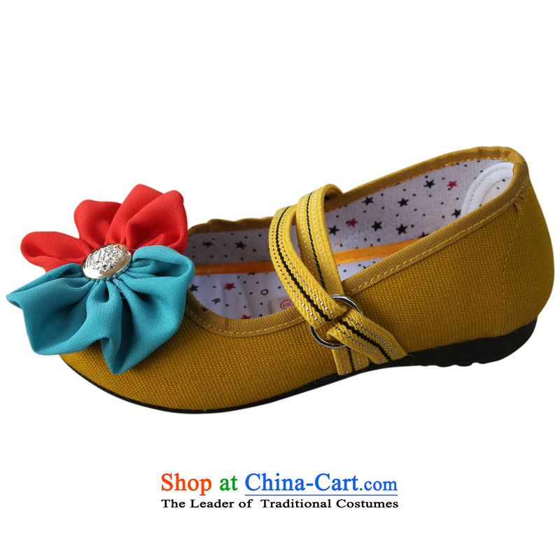 Welcomes the definition of Old Beijing mesh upper mesh upper elementary school students little girl single shoe flat bottom children shoes t001 yellow 30 yards /19.5cm, Yan Ching shopping on the Internet has been pressed.
